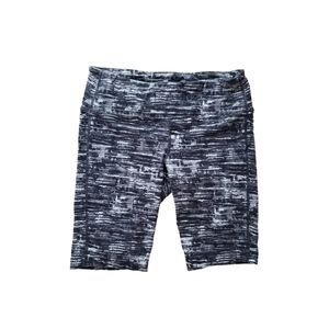 Athleta Small Black Grey Marled Patterned Stretchy Bike Shorts with Key Pocket